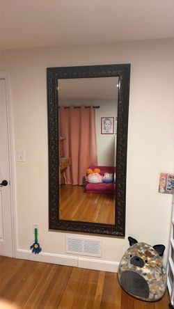 Large Ornate Black Framed Wall Mirror 30" x 65" - Like New, No Scratches
