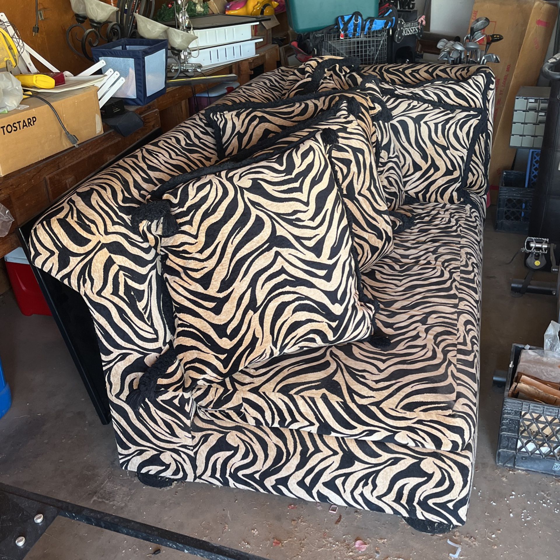 Lounge Couch Brown Zebra Print Oversized