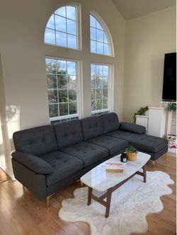 Brand New Gray Sectional Sofa w/ Reversible Chaise