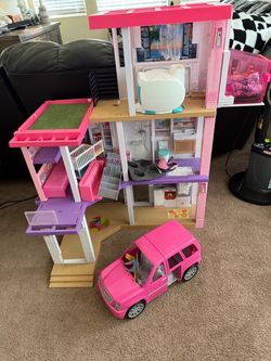 Barbie house with van