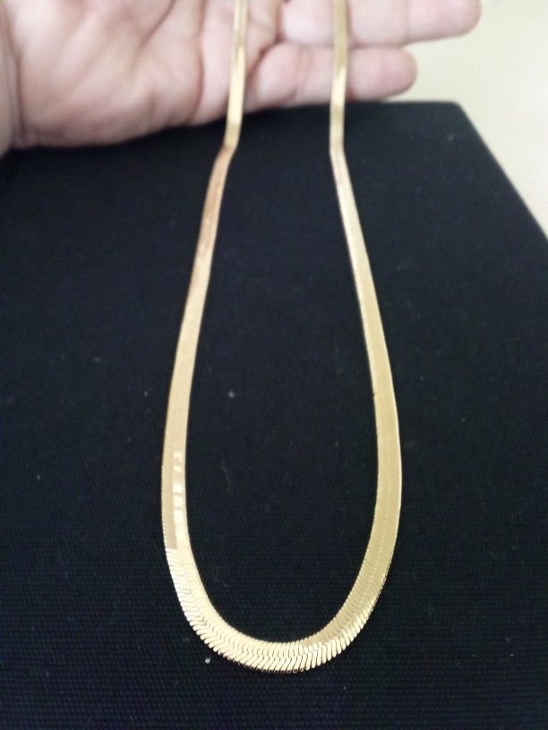 Gold 18k Plated Flat Snake Necklace Chain