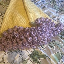 Handmade Crochet Purple flower Bouquet Blanket - Made w/ Care & Love