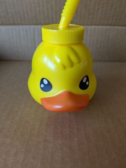 Duckie Yellow Plastic Sipper Bottle with Orange Beak and Straw