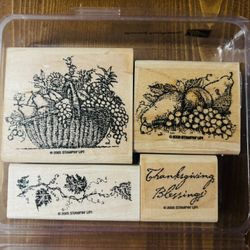 Stampin Up Vintage RARE 4pc Set Thanksgiving Blessings Stamps