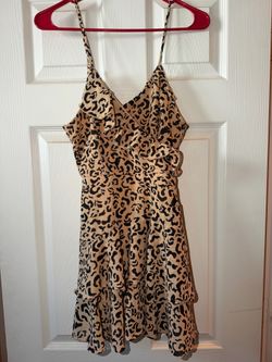 Japna Leopard Print Ruffle Mini Dress – Cheetah Print – Size XS – Summer Boho