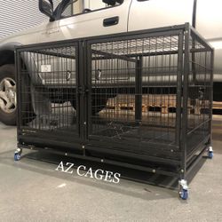 New HD Sleek 43” Kennel Crate Cage 🐩🐕🐕‍🦺W/ Removable Divider, Bowls, Trays & 🐶 please see dimensions in second picture 🇺🇸 