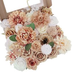 2 Boxes Multi Use Artificial Flowers Combo For DIY Centerpieces Arrangements Wedding Bridal Bouquet Table Chair Decor Candle Holder Baby Shower Cake D