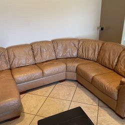 Leather Sectional Couch Mustard 