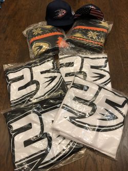 Anaheim Ducks - 25th Anniversary Jerseys, USA Hats & SGA Ugly Christmas/Holiday Blankets