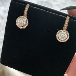 Gold earrings (hallmark 583) With cubic zirconia 6,1gr