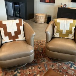 Set of leather swivel chairs