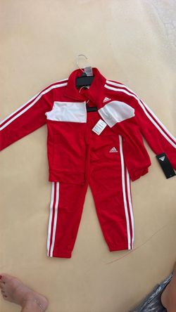 Size 5 Adidas Kids Tracksuit Set Red White