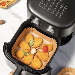 100 Pcs  Square Air Fryer Baking Paper Cups, Kitchen Food Tray Liners, Outdoor Party Bbq Chicken Chips Food Wrapping Tray Air Fryer Kitchen Air F