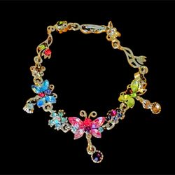 Gemstone butterfly bracelet 7” long