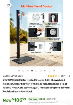 VEVOR Outdoor Solar Heated Shower Freestanding Black
