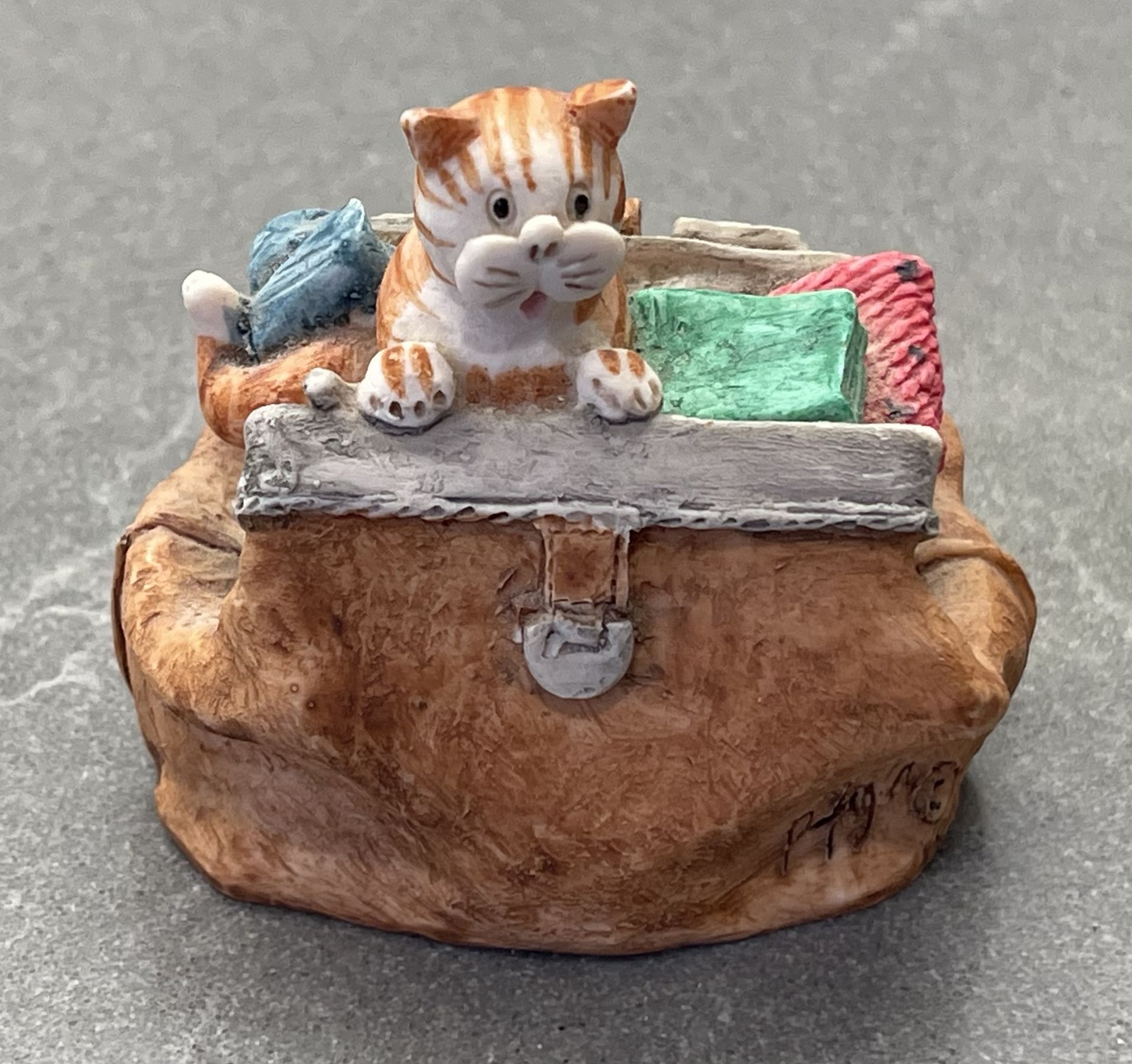Vintage Peter Fagan Colour Box Cats - Tabby Cat In Doctor’s Gladstone Bag Scotland 1983