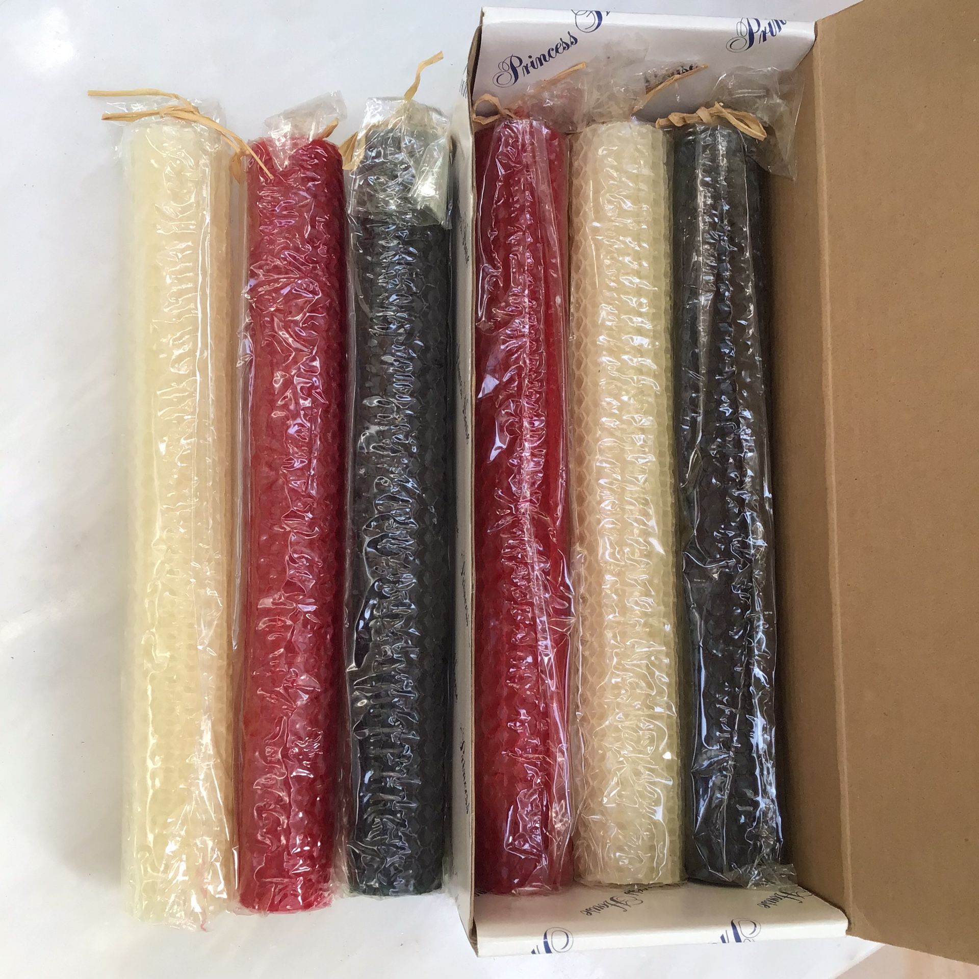 NEW Vintage Princess House Beeswax Taper Candles (Set of 6)