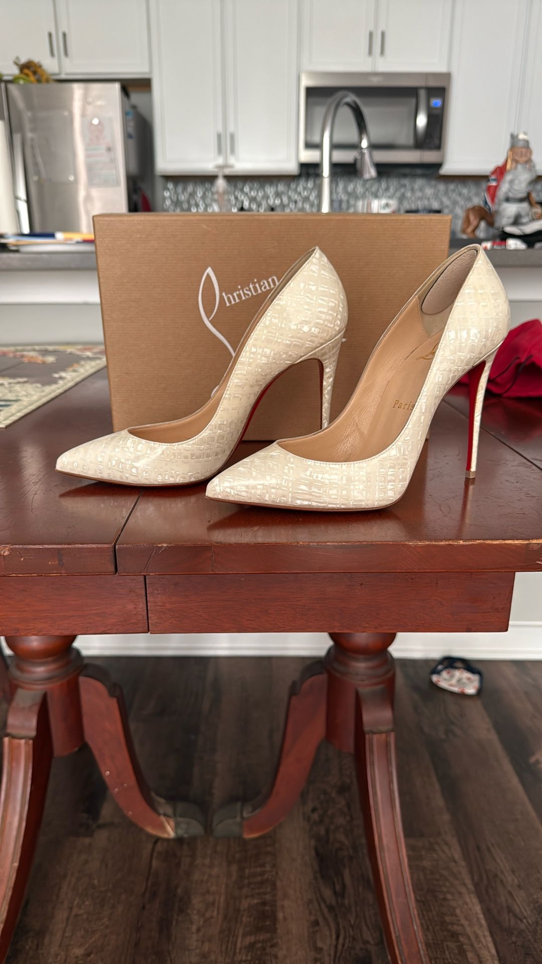 Christian Louboutin (Mother Of Pearl) White Heels