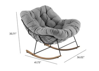 Better Homes & Gardens Marlow Papasan Outdoor Rocking Chair, Gray