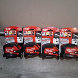 Milwaukee, Magnetic  25ft  Wide  Blade   Measure Tape  Lumens 100