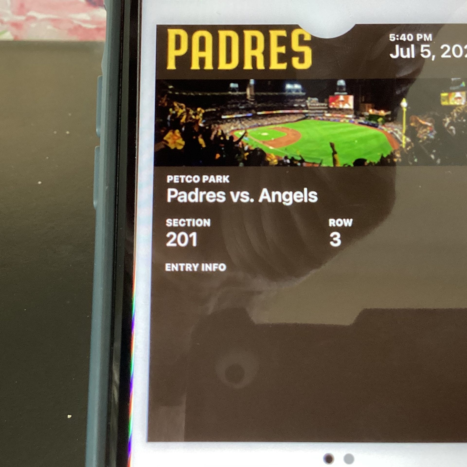 San Diego Padre Tickets Wednesday 5:40 vs Angels