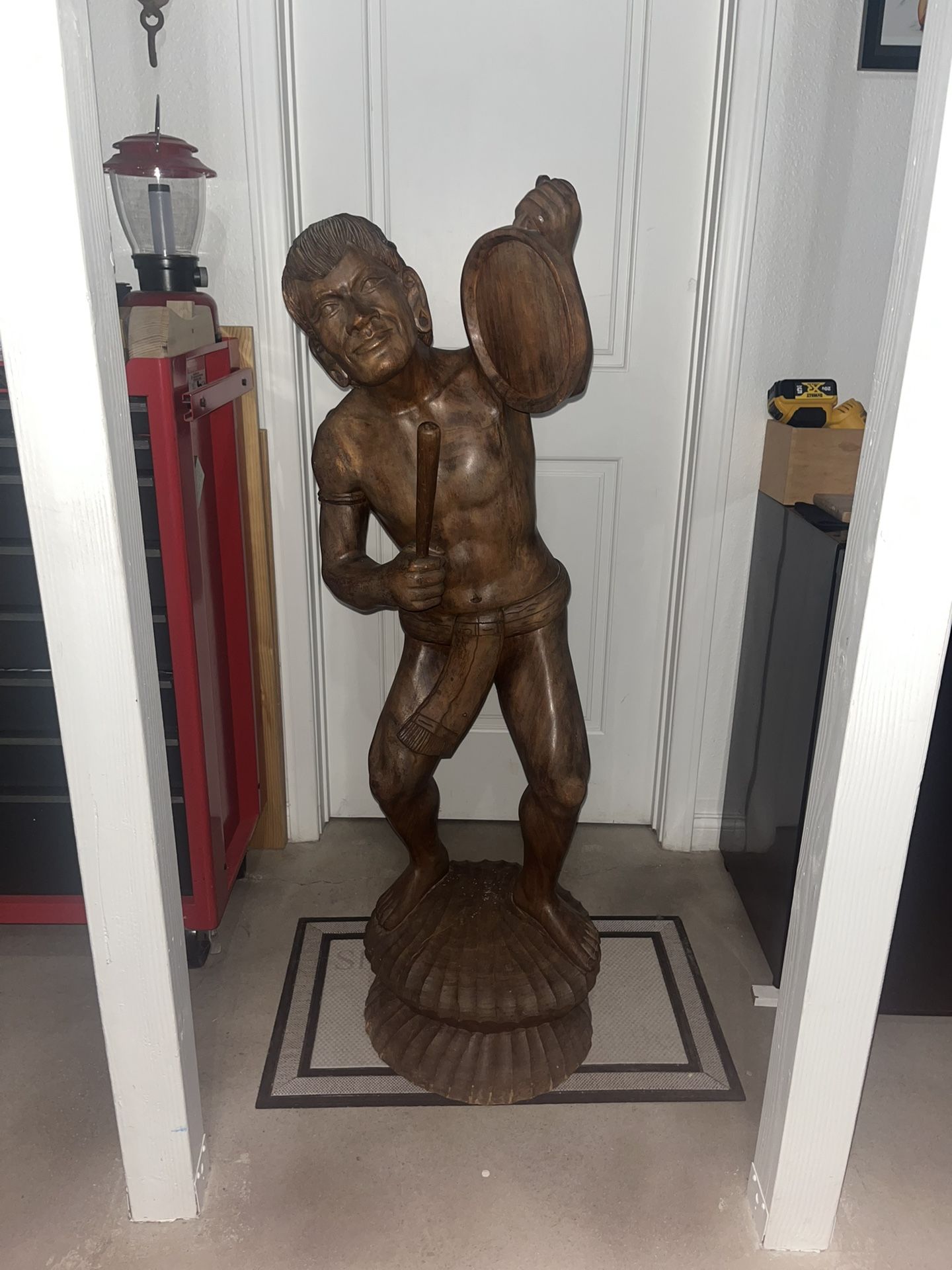 Hand Carved Tiki Warrior 4 feet