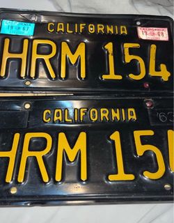 Vintage Pair 1963 California Black License Plates $120 obo