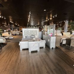 King Bed, Dresser, Mirror And Nightstand 