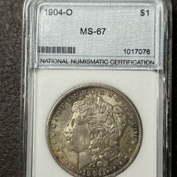 1904-O Morgan Silver Dollar $1 - Certified NNC MS67 - RARE Grade