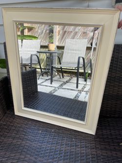 Distressed Cream Wood Wall Mirror