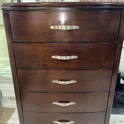 Solid Wood 5-Drawer Dresser w/ Hidden Jewelry Drawer & Mirror