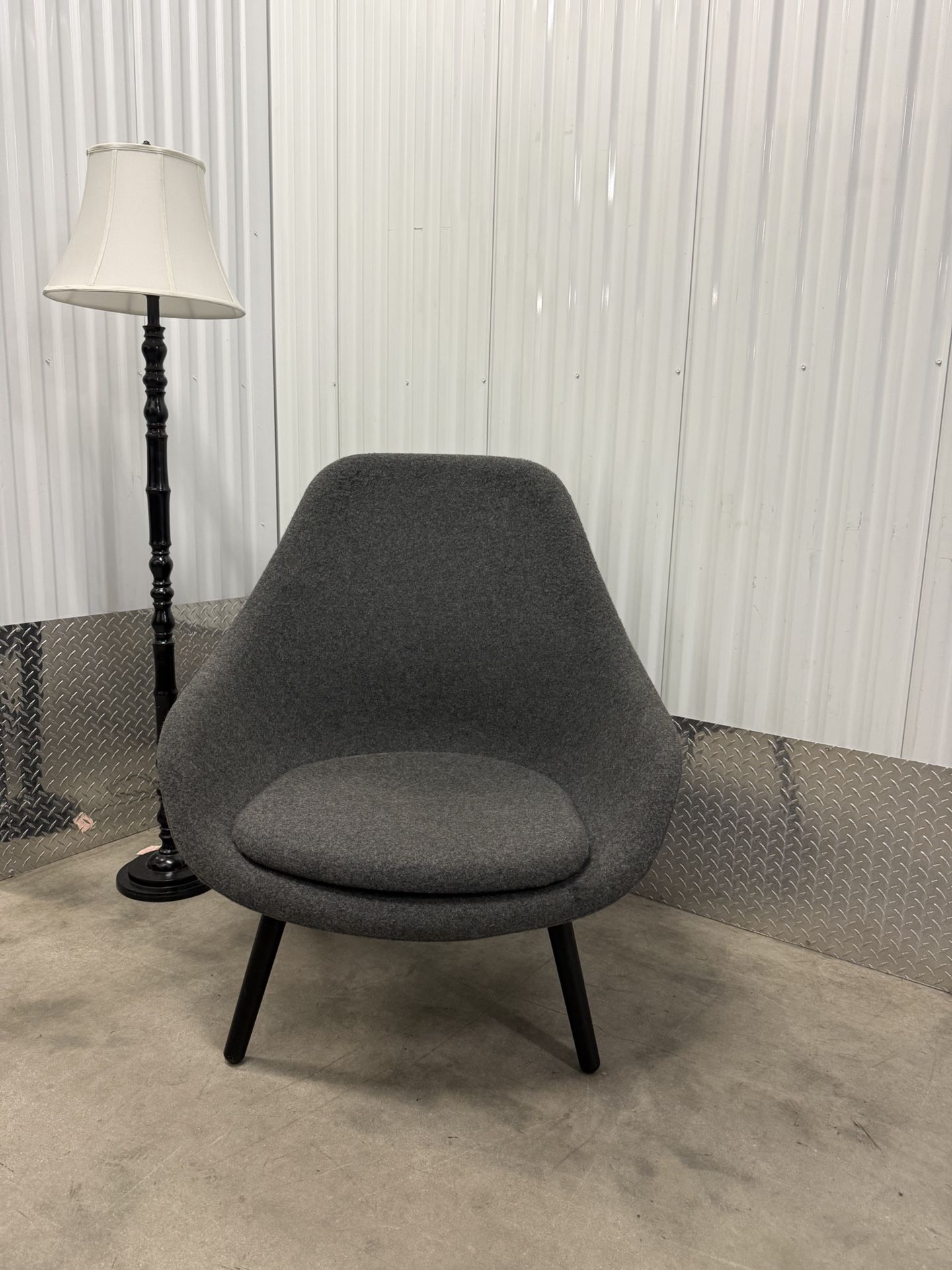 Mid Century Modern Lounge Chair Wool With Wood Feet