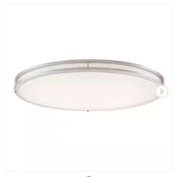 Commercial Electric 32 in. Modern Brushed Nickel Dimmable Integrated LED Flush Mount for Kitchens