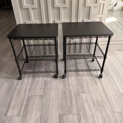 Deskside 3-shelf metal Mobil printer stand with lockable wheels