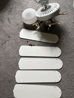 White Ceiling Fan with Light Kit and Blades