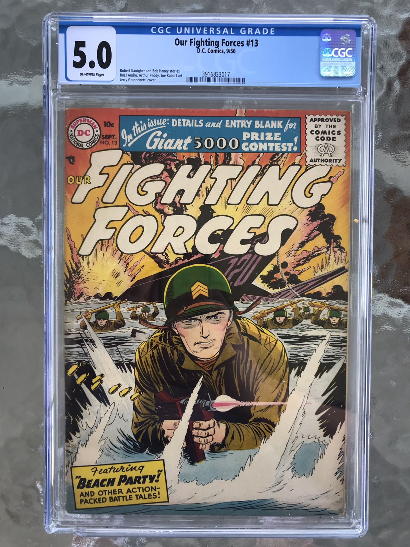 Our Fighting Forces #13 (1956) CGC 5.0 — Jerry Grandenetti WWII Cover