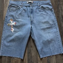 Levi’s Light Wash Denim Jorts With Hand Sewed Patchwork 