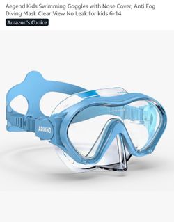 Kids Swimming Goggles with Nose Cover, Anti Fog Diving Mask Clear View No Leak for kids 6-14