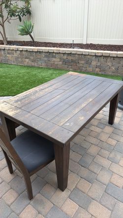 Dark Wood Plank Top Dining Table