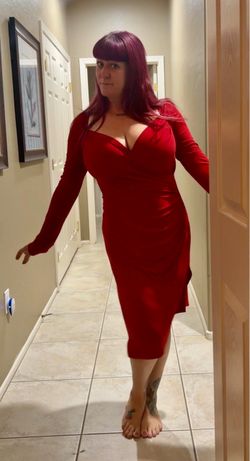 Norma Kamali Red Long Sleeve Draped Mini Dress