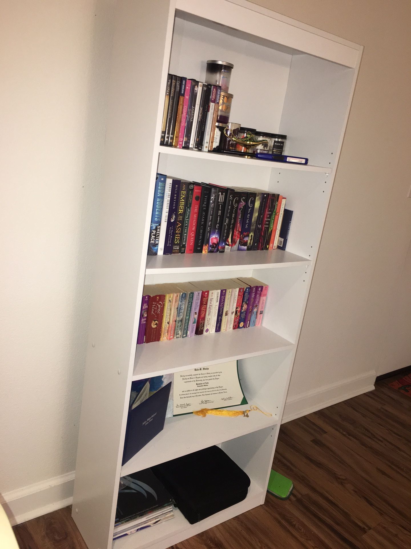 5-Shelf White Bookcase