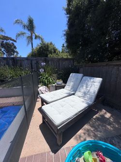 Crate & Barrel Wooden Outdoor Chaise Loungers (Set of 2)