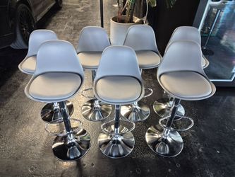 Set of 7 Grey adjustable bar stools