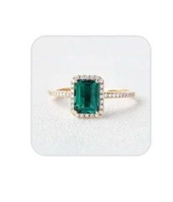 Emerald & Moissanite Rose 14k Gold Ring