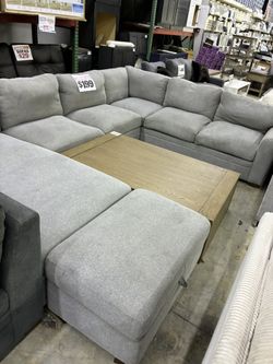 Henredon Modular Fabric Sectional Sofa with Ottoman