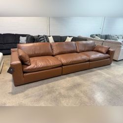 EXCLUSIVE] EMILIA CARAMEL LEATHER 3-PIECE SOFA
