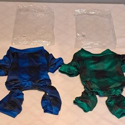 Dog Clothing Size Small Outfits Blue & Black Green & Black NEW!