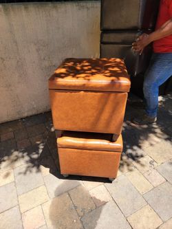 Faux Leather Storage Ottomans