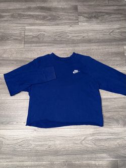 Nike Women’s M Blue Crewneck Pullover Sweatshirt Solid Long Sleeve Logo
