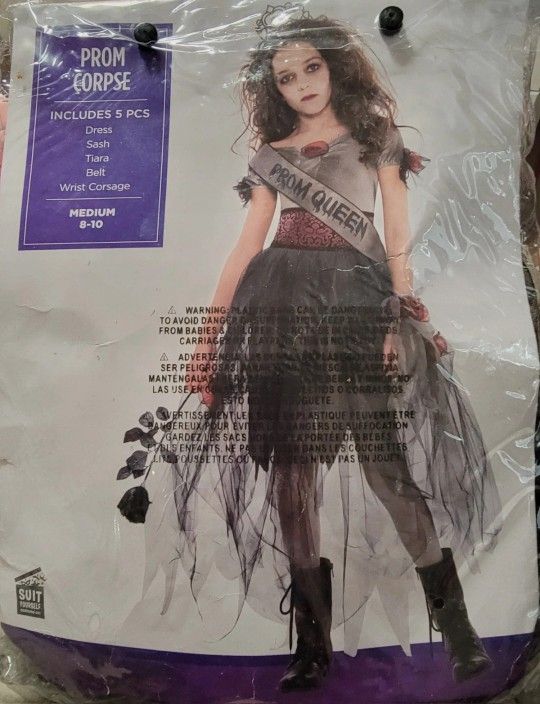 Prom Queen Corpse Zombie Walking Dead Dress Child Costume Medium 8-10